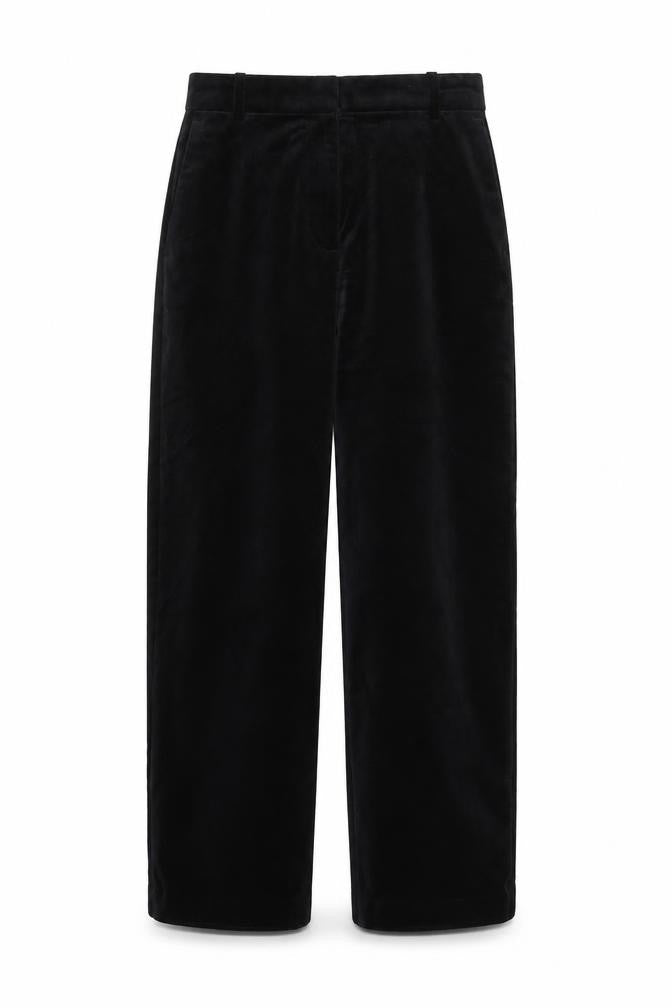 Marks and Spencer Women Black Velvet Trousers Size 10 Regular