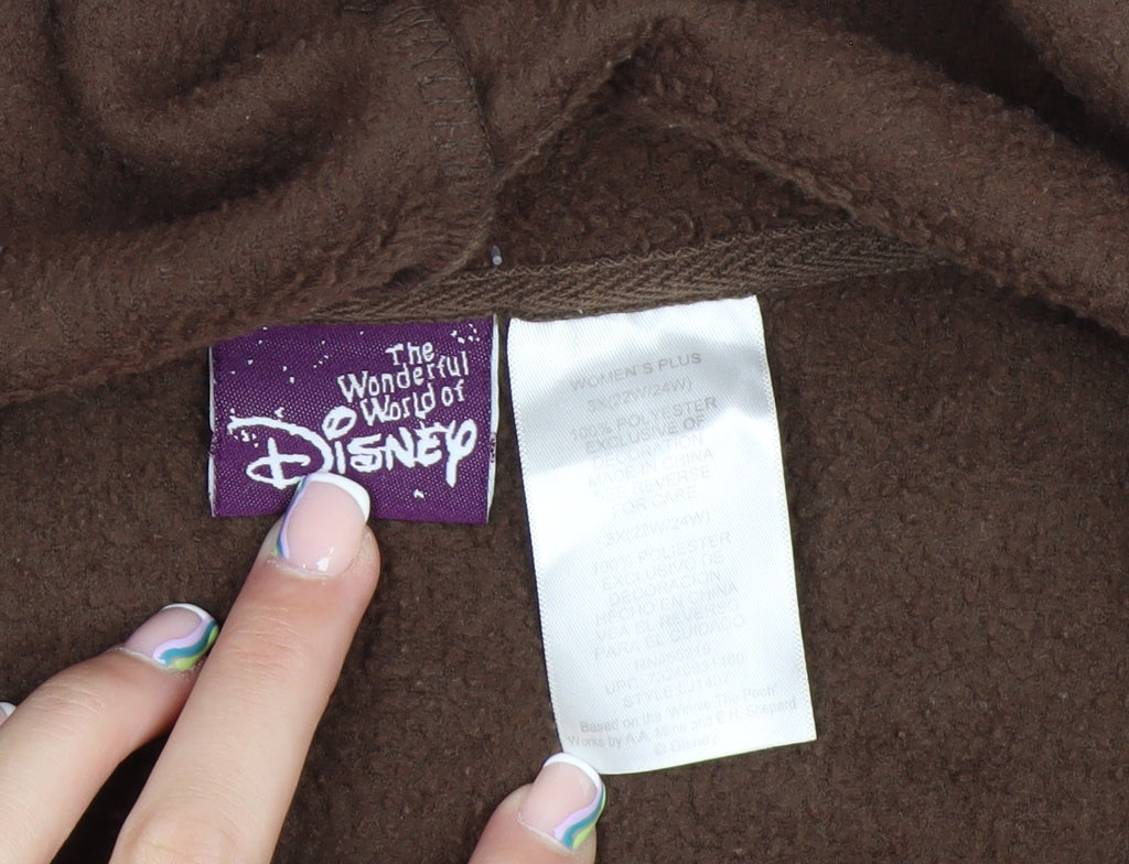 Disney Women Plus Brown Full Zip Fleece Hoodie Winnie the Pooh 3X