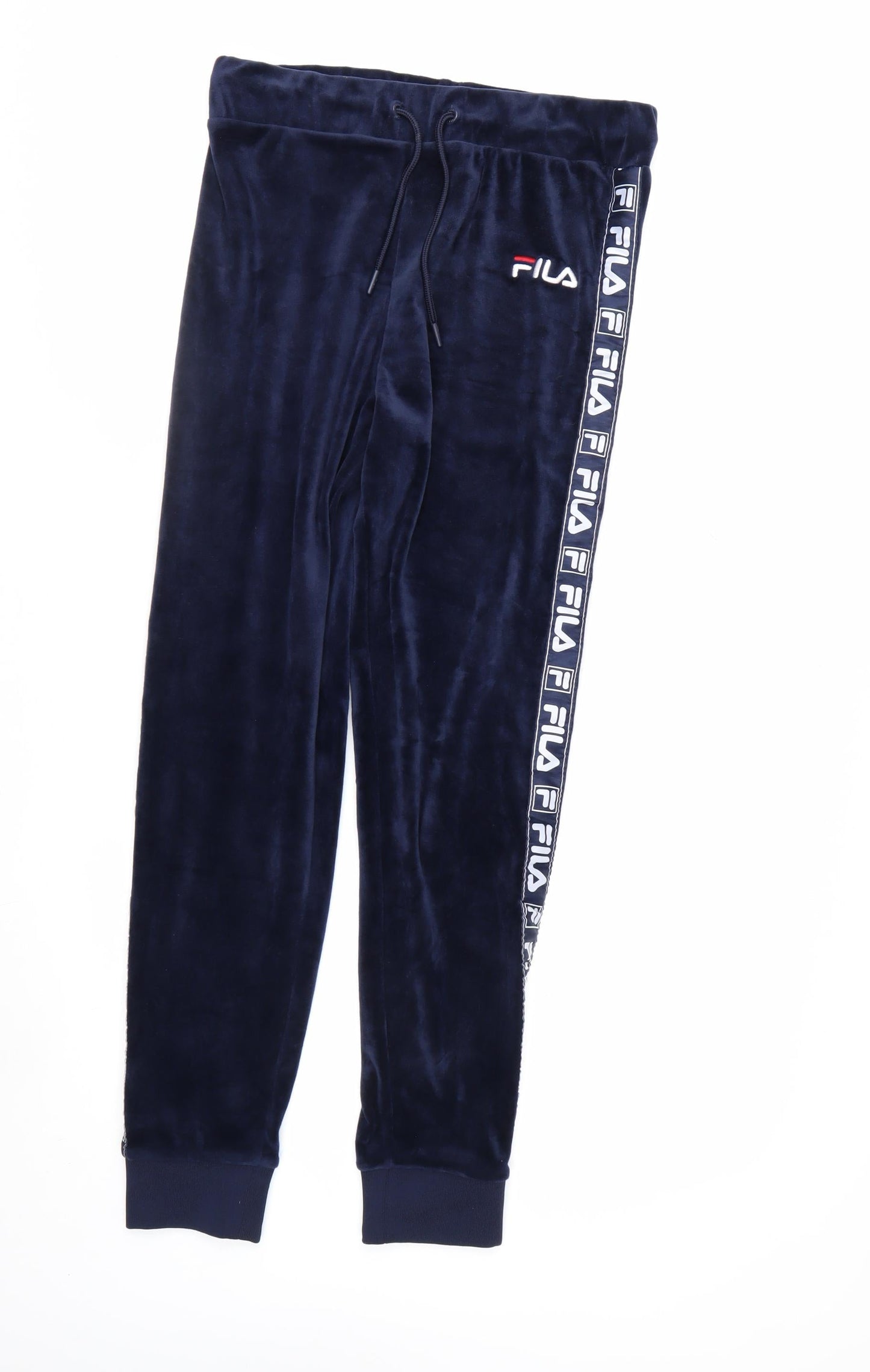 Fila Womens Blue Velour Jogger Trousers Size S Elastic Waist