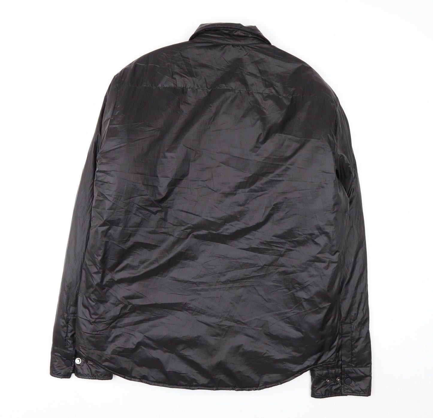 H&M Men's Black M Puffer Jacket Polyester Lightweight Mid-Length