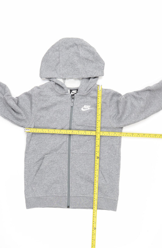 Nike Boys Grey Full Zip Hoodie Size 10-11 Years Standard Fit