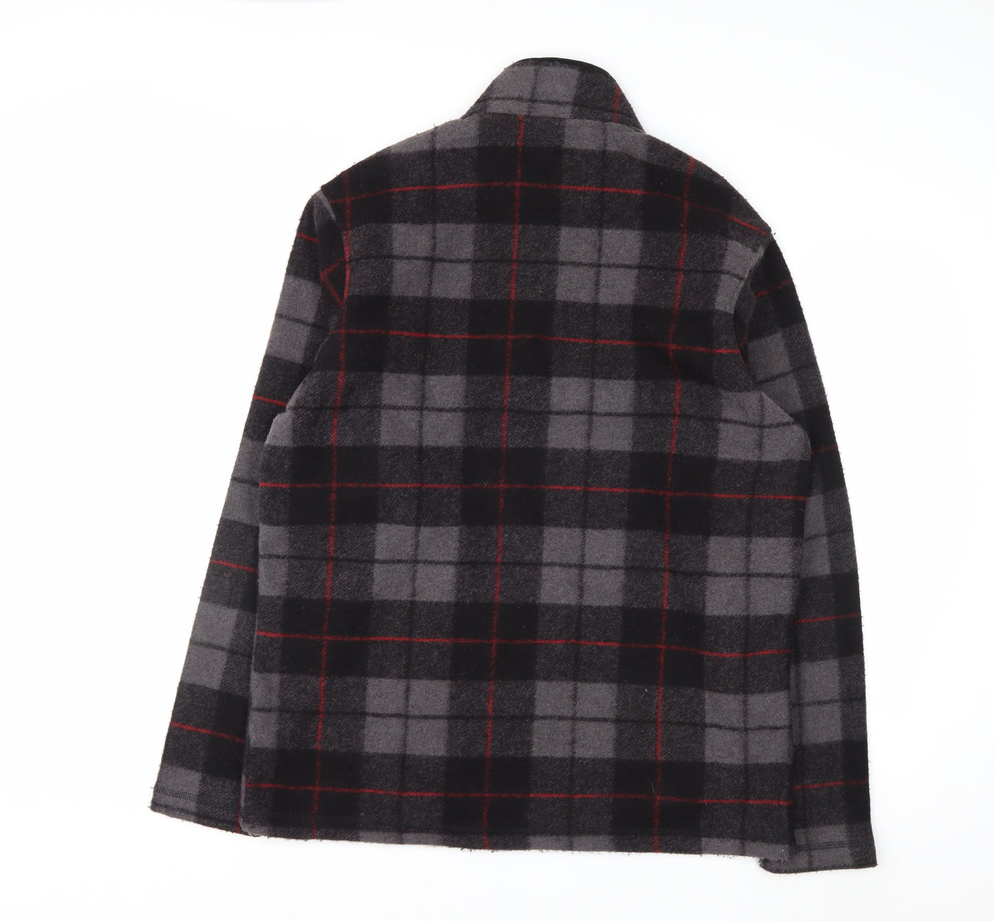 John Wayne Men's Grey Check 1/4 Zip Fleece Pullover Sweatshirt M