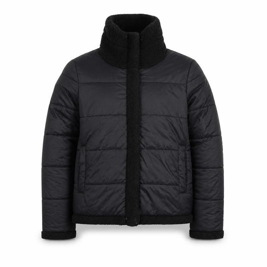 GUESS Men's Black Mid-Length Puffer Jacket Size M with Stand-Up Collar