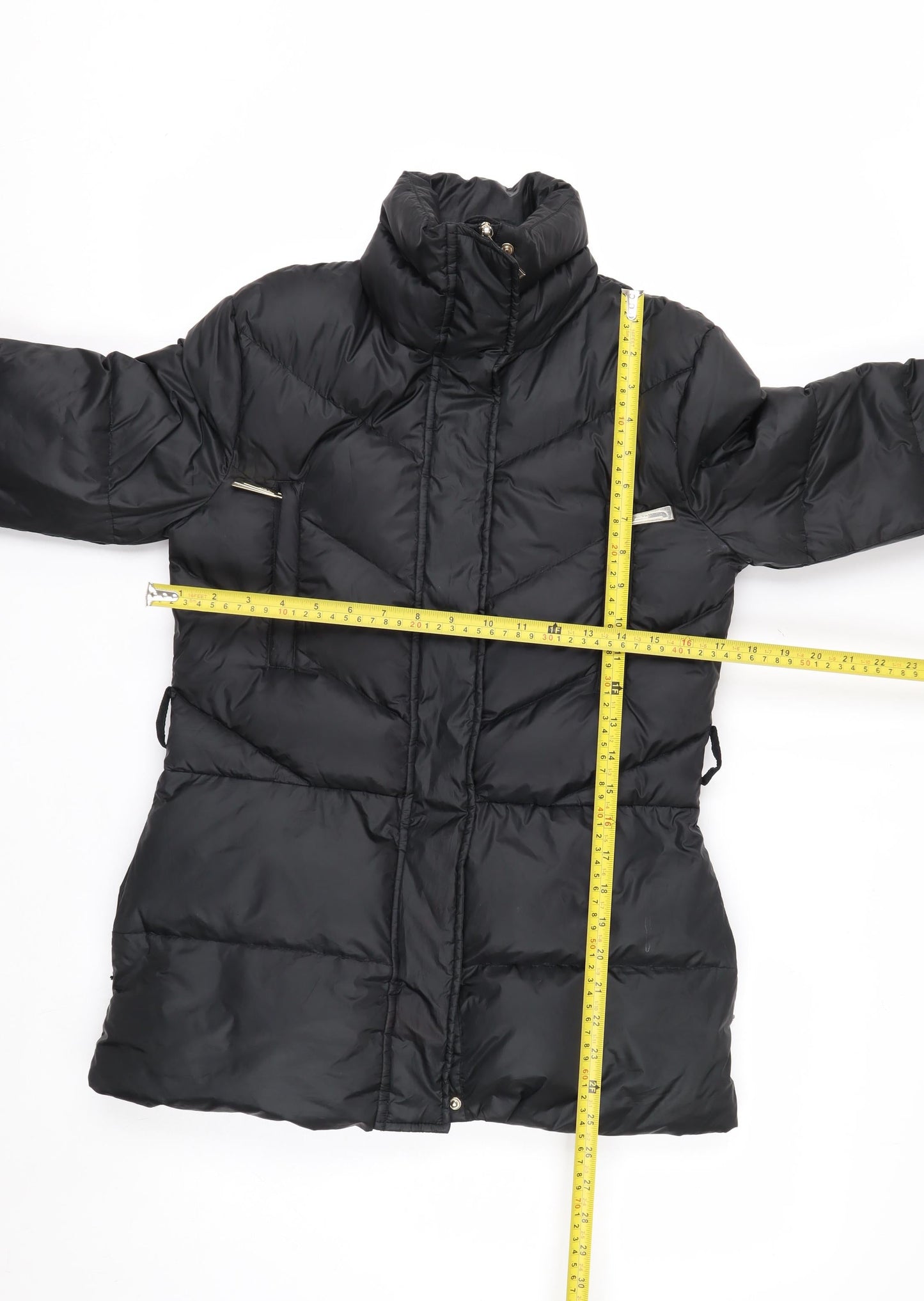 Just Cavalli Women's Black Puffer Jacket Size 12 Mid-Length Winter Coat