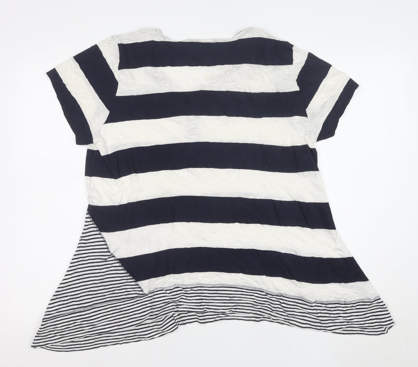 Per Una Women Blue Striped Short Sleeve Tunic T-Shirt Size 20
