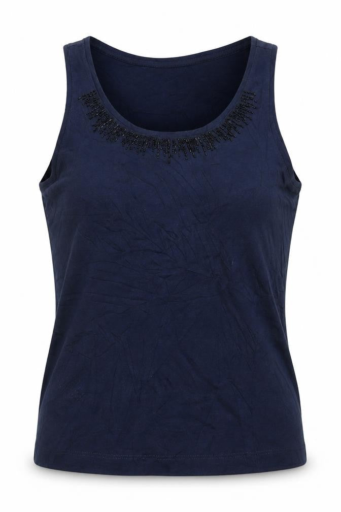 Marks & Spencer Women’s Blue Beaded Cotton Tank Top Size 12