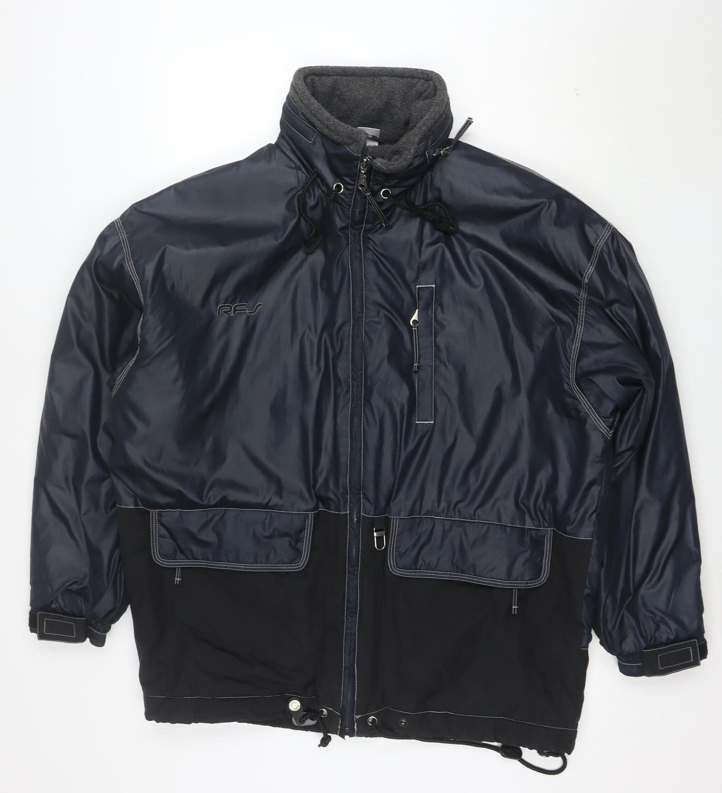 Rodeo Men's Blue 2XL Hooded Parka Jacket Full Zip Windproof