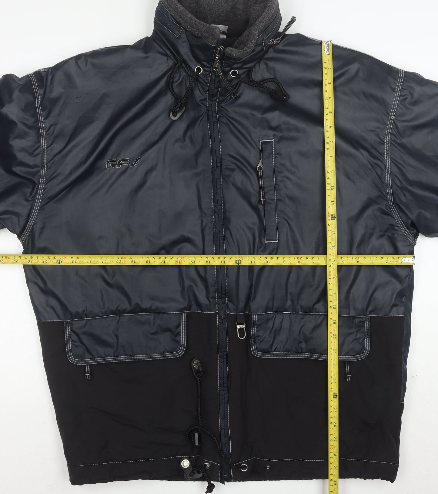 Rodeo Men's Blue 2XL Hooded Parka Jacket Full Zip Windproof