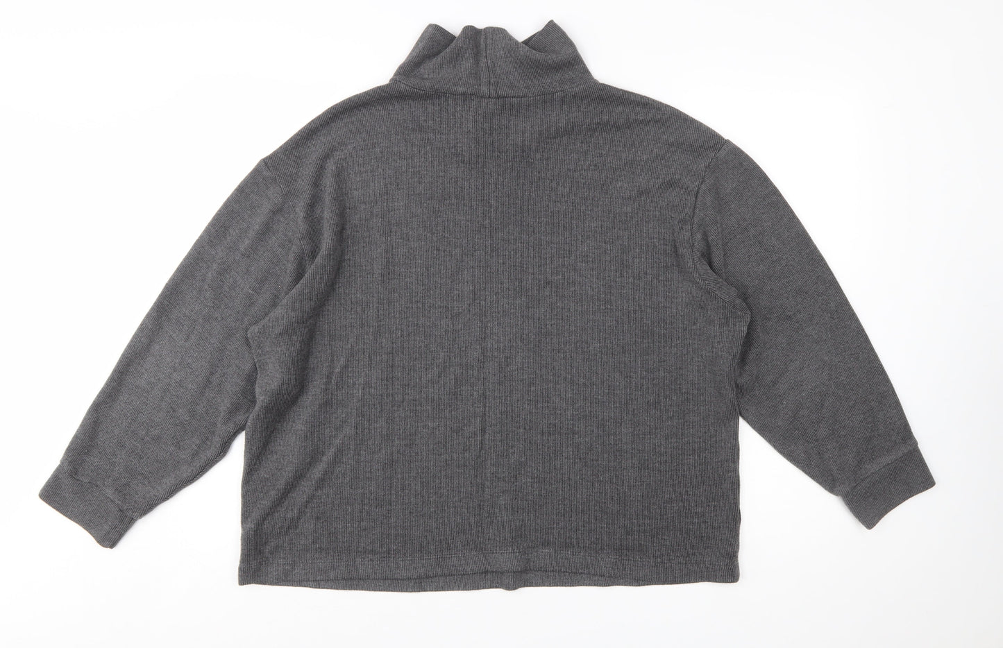Uniqlo Women Grey Roll Neck Knit Jumper L Long Sleeve Pullover