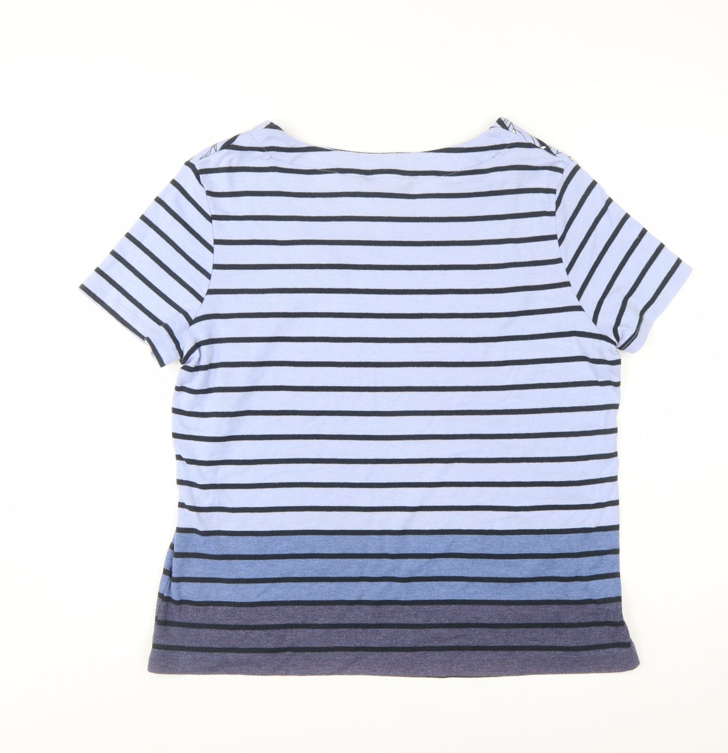 Maine New England Women's Blue Striped Floral Cotton T-Shirt Size 18