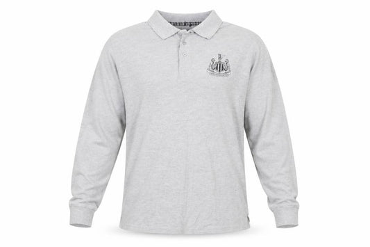 Newcastle United Grey Long Sleeve Polo Shirt Men's Small