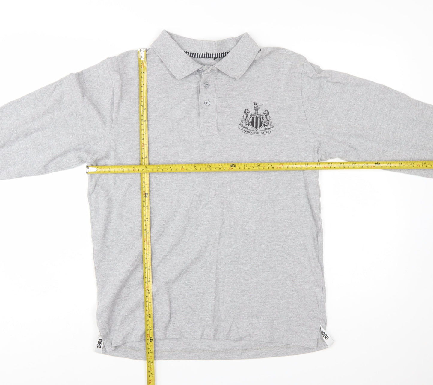 Newcastle United Grey Long Sleeve Polo Shirt Men's Small