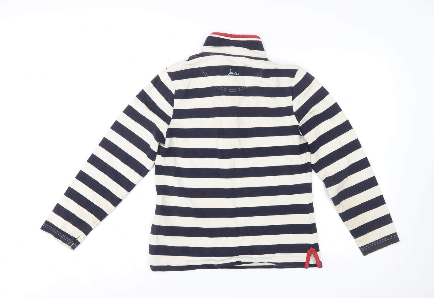 Joules Women’s Navy Stripe Henley Sweatshirt Size 12 Cotton