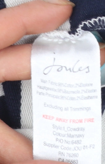 Joules Women’s Navy Stripe Henley Sweatshirt Size 12 Cotton