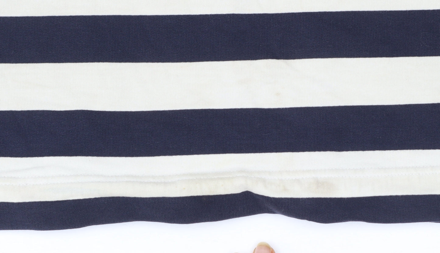 Joules Women’s Navy Stripe Henley Sweatshirt Size 12 Cotton