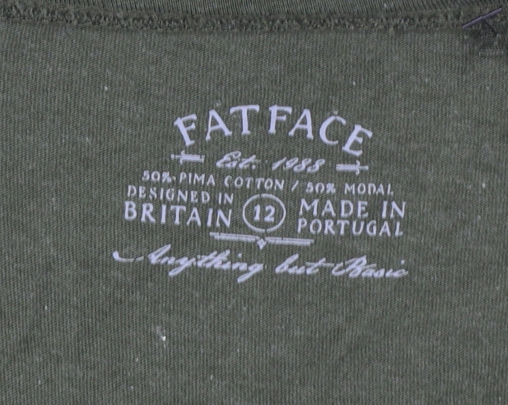FatFace Women Green 3/4 Sleeve Basic Jersey T-Shirt Size 12