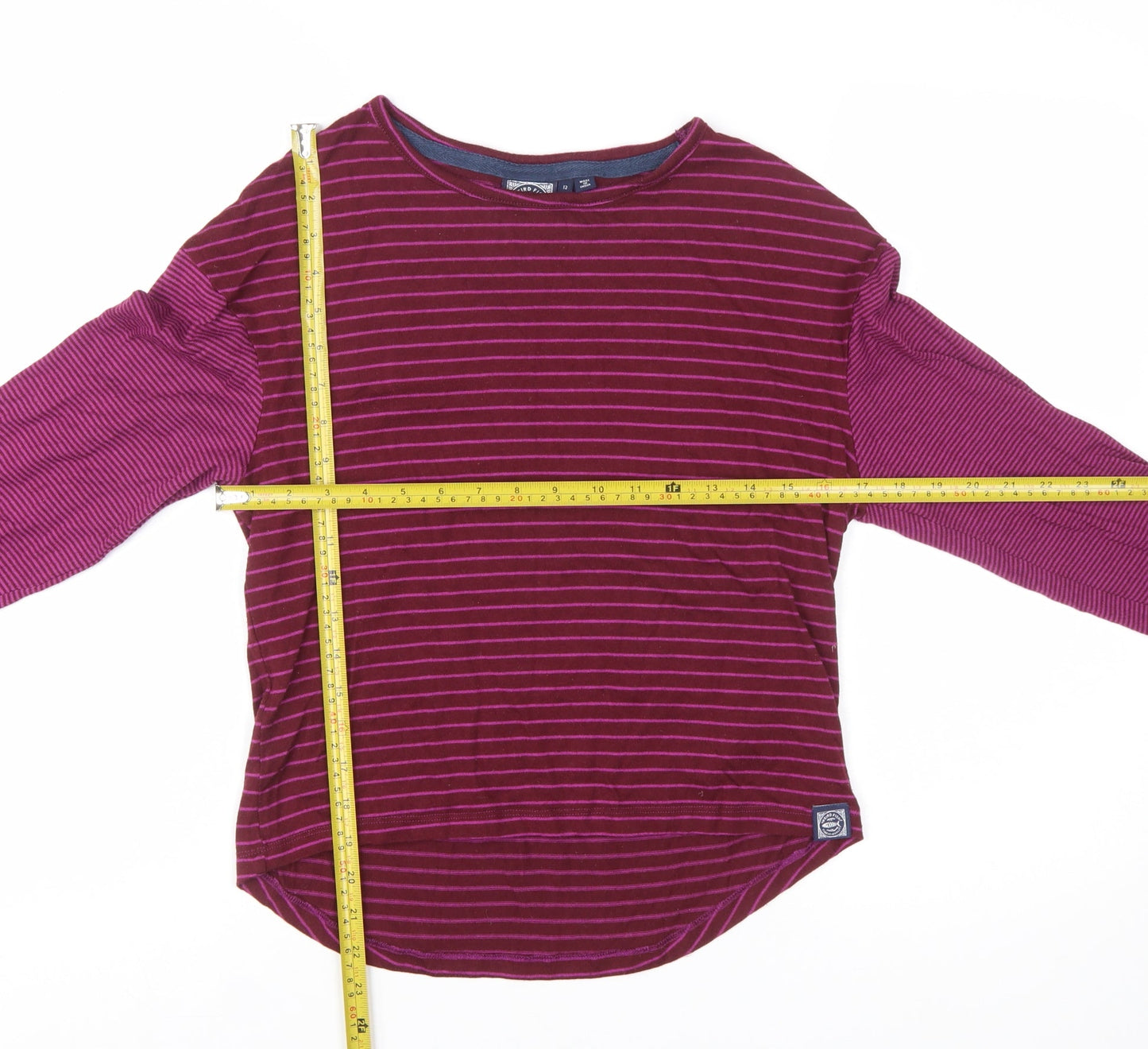 Weird Fish Women's Purple Striped Long Sleeve Jersey Top Size 12