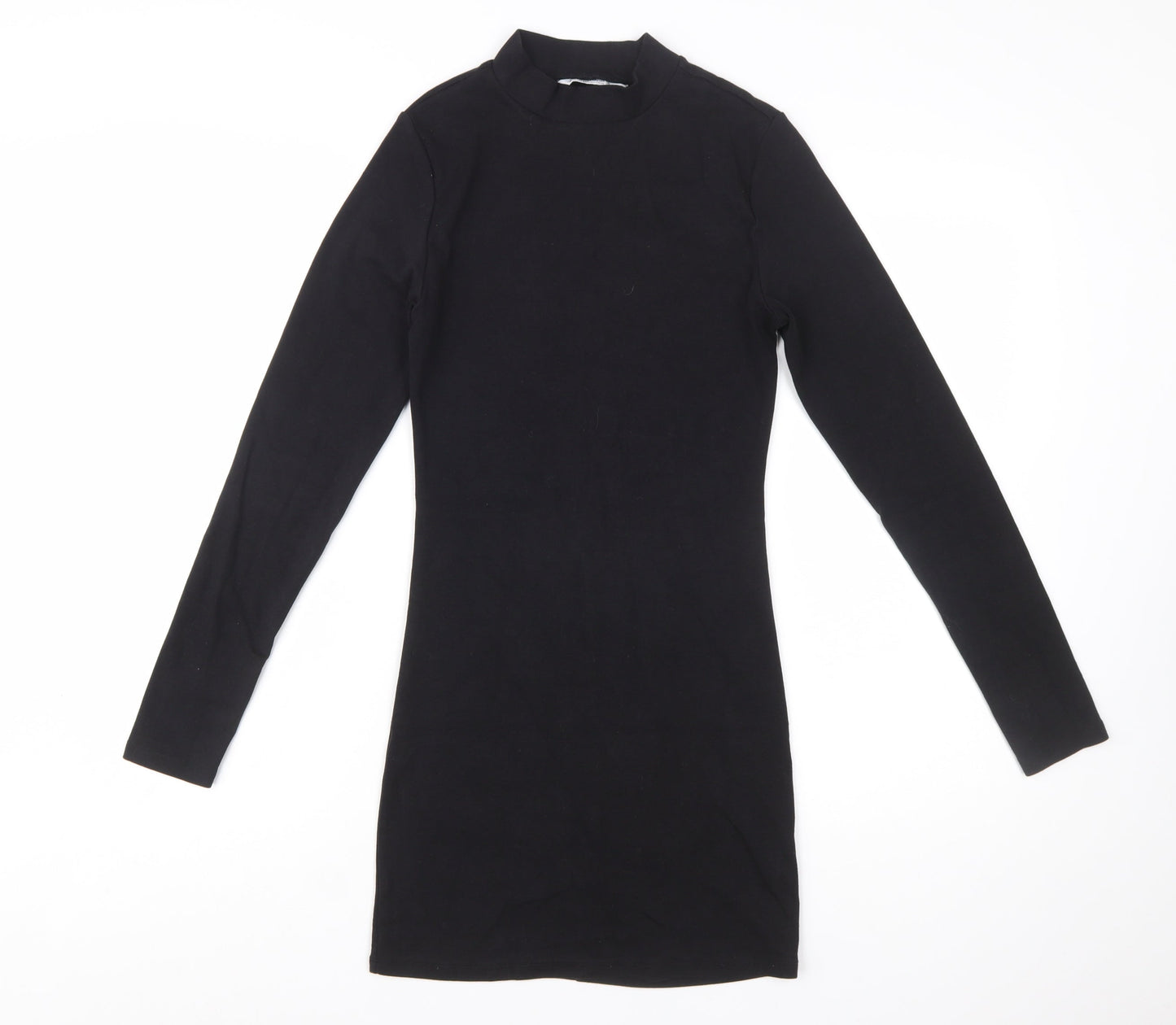 Stradivarius Women Black Size 8 Bodycon Long Sleeve Mini Dress