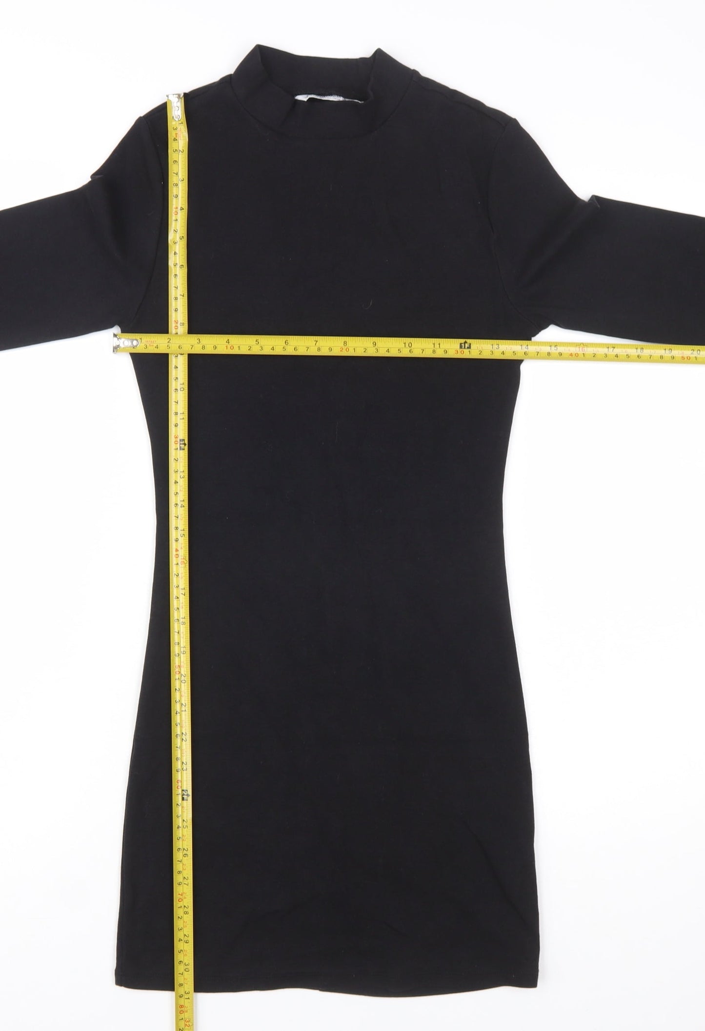 Stradivarius Women Black Size 8 Bodycon Long Sleeve Mini Dress