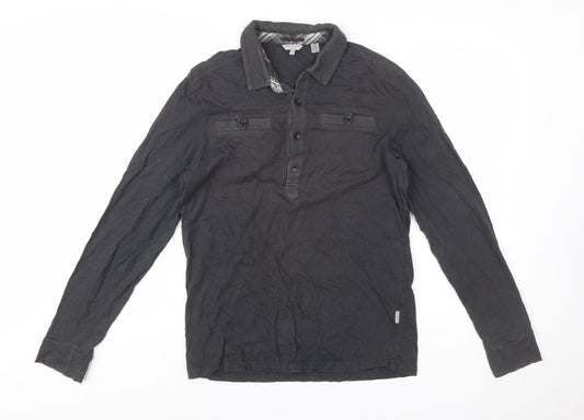 Ted Baker Men's Black Long Sleeve Cotton Polo Shirt Size L