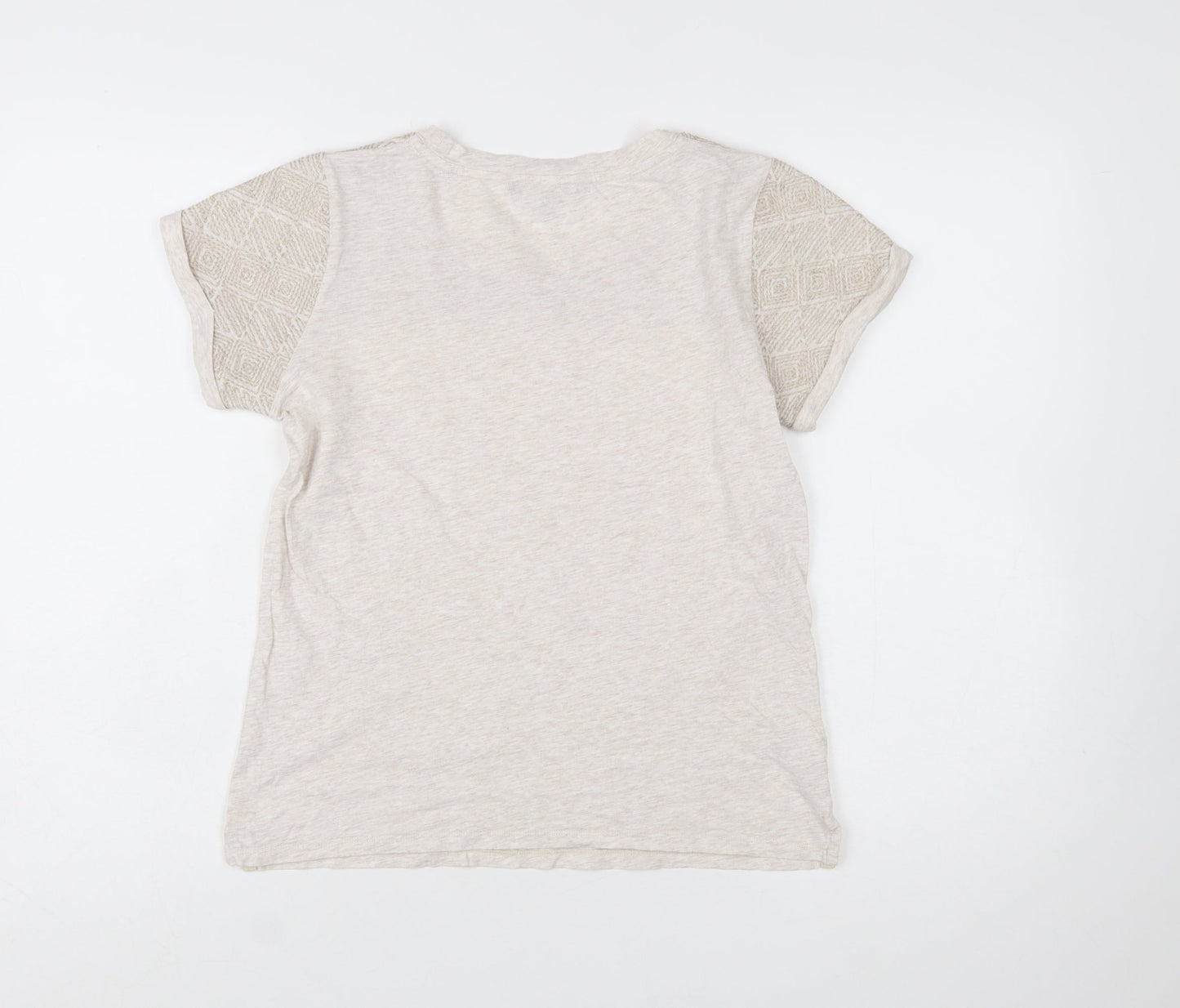 Laura Ashley Women’s Beige Embroidered Cotton T-Shirt UK 8
