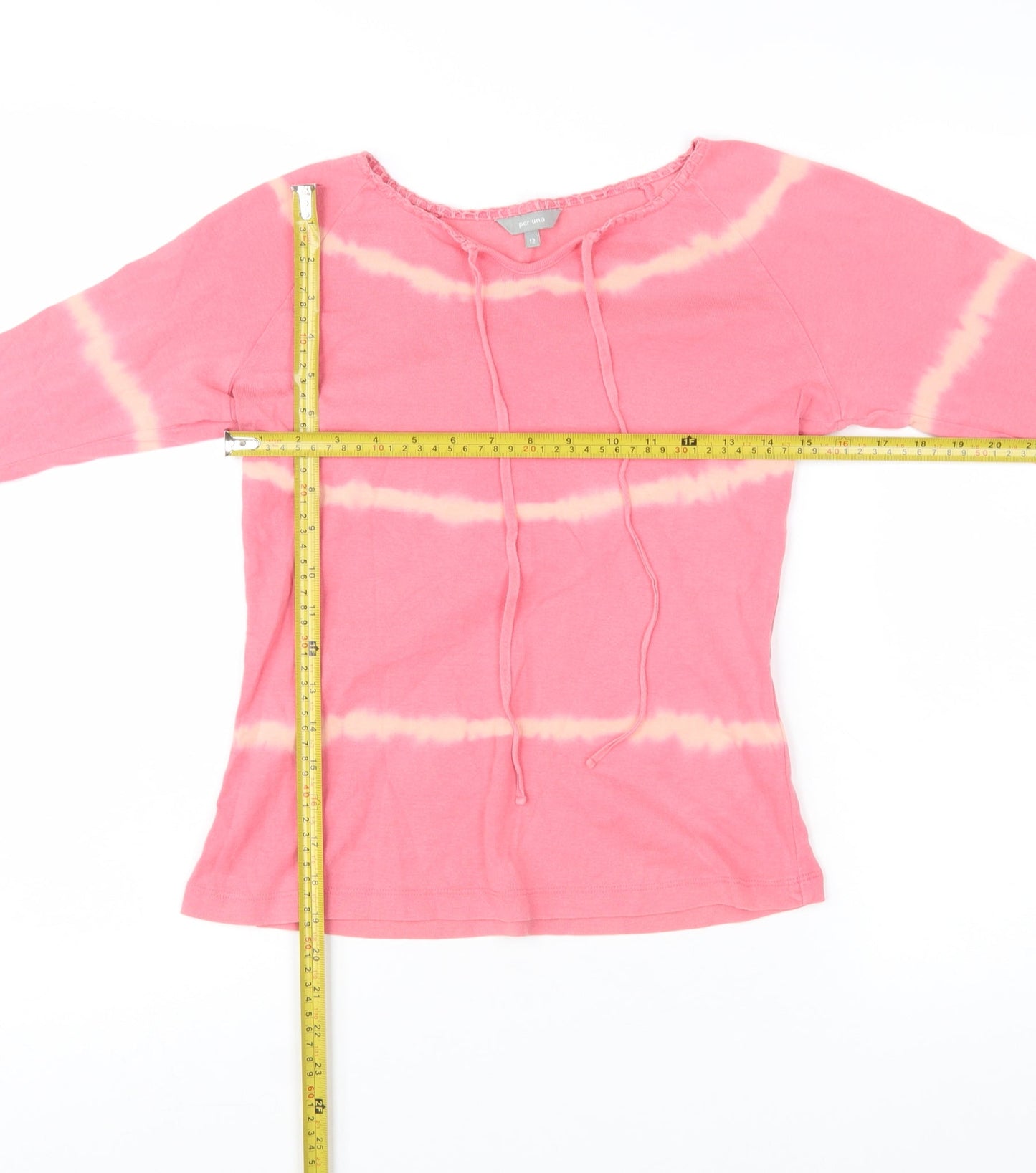 Marks and Spencer Women’s Pink Tie-Dye Long Sleeve Cotton Tunic Top Size 12