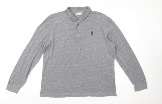 Next Men’s Grey Long Sleeve Cotton Polo Shirt XL