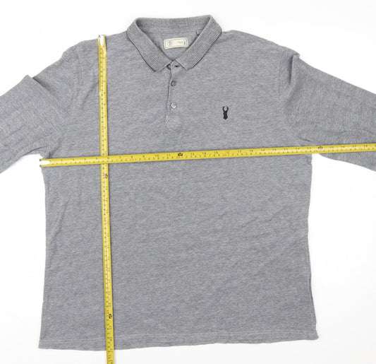 Next Men’s Grey Long Sleeve Cotton Polo Shirt XL