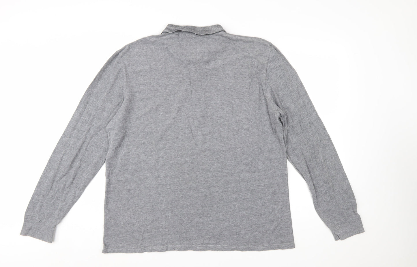 Next Men’s Grey Long Sleeve Cotton Polo Shirt XL