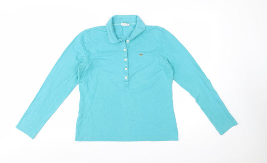 Lacoste Women's Blue Long Sleeve Cotton Polo Shirt Size 16