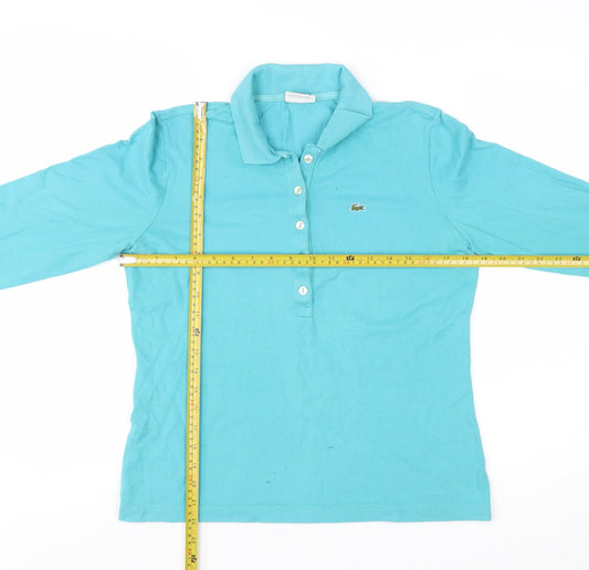 Lacoste Women's Blue Long Sleeve Cotton Polo Shirt Size 16