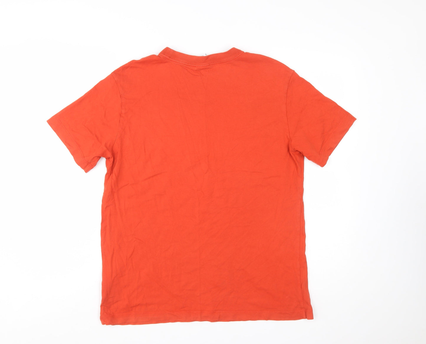 Nike Men's Orange Small Short Sleeve Cotton Crew Neck T-Shirt