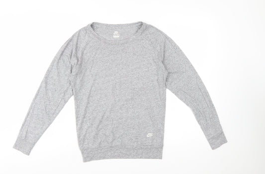 Nike Womens Grey Jersey Long Sleeve Crew Neck Top Size M