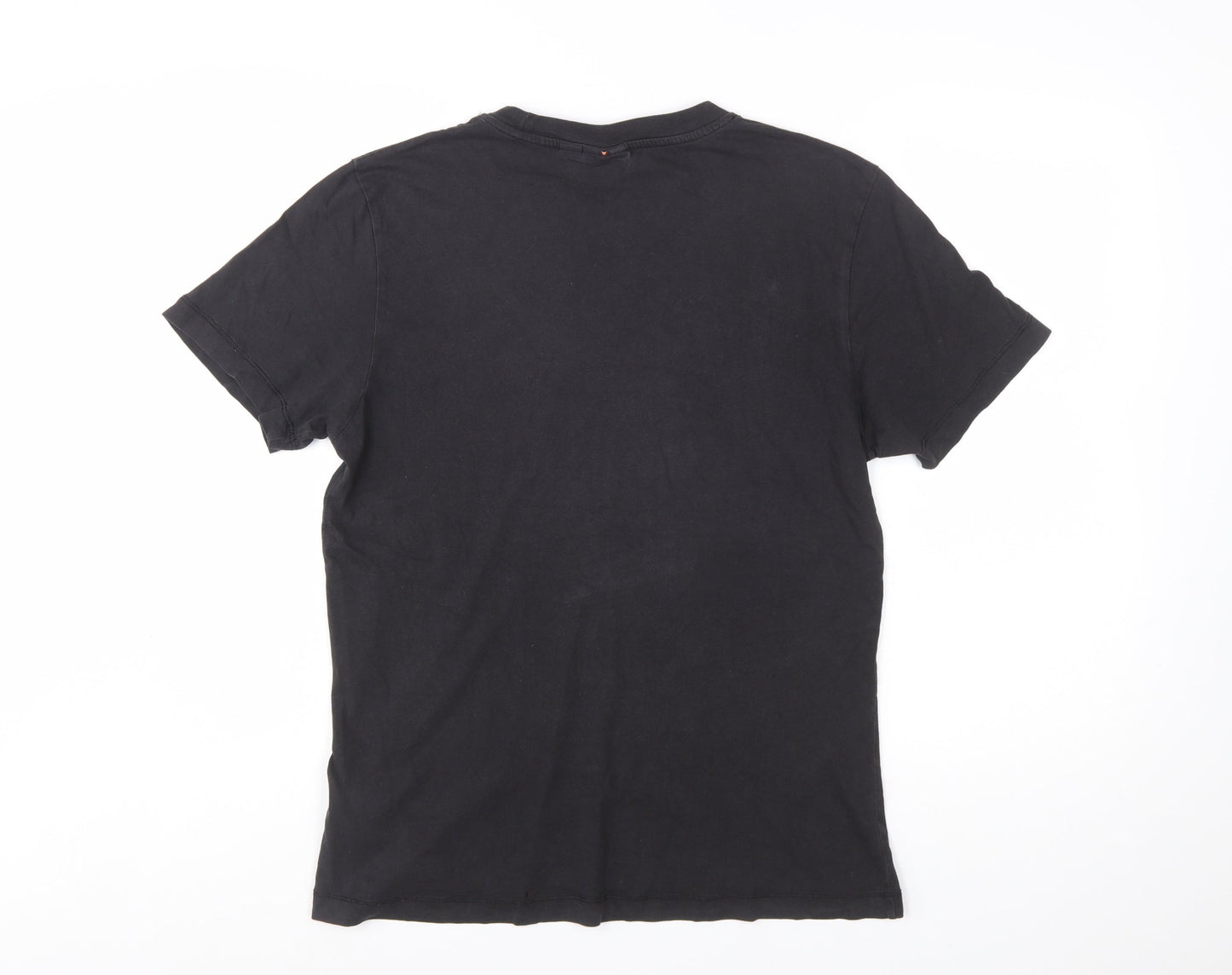 Napapijri Men Black Regular Fit Logo Graphic Cotton T-Shirt Size S