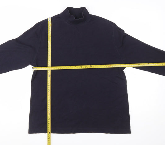 Lands' End Women's Blue Mock Neck Long Sleeve Cotton Top M 10-12