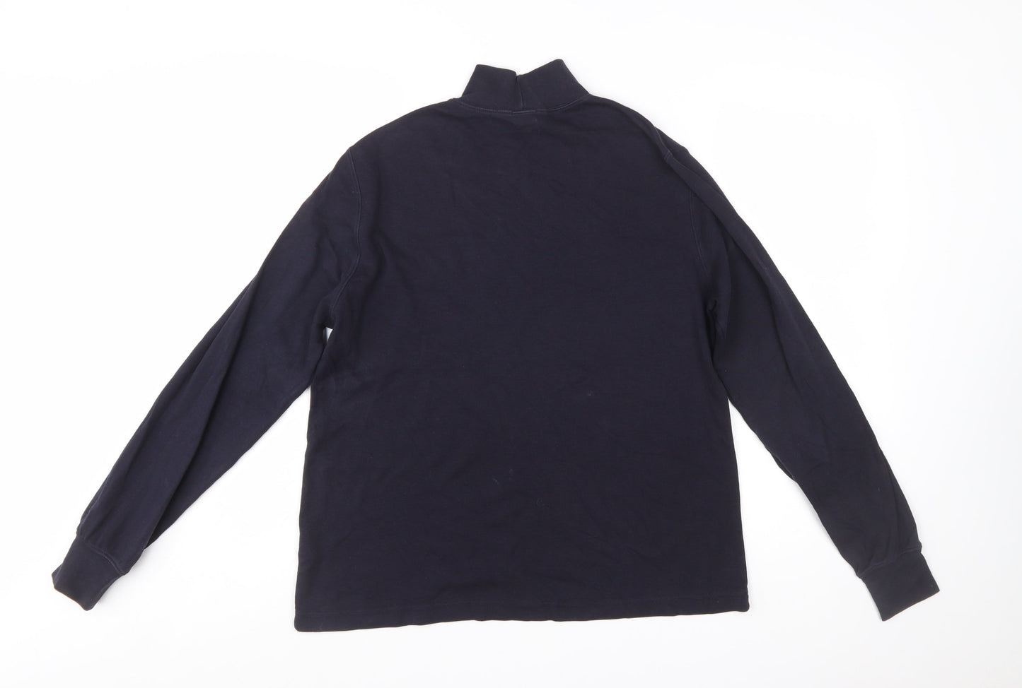 Lands' End Women's Blue Mock Neck Long Sleeve Cotton Top M 10-12