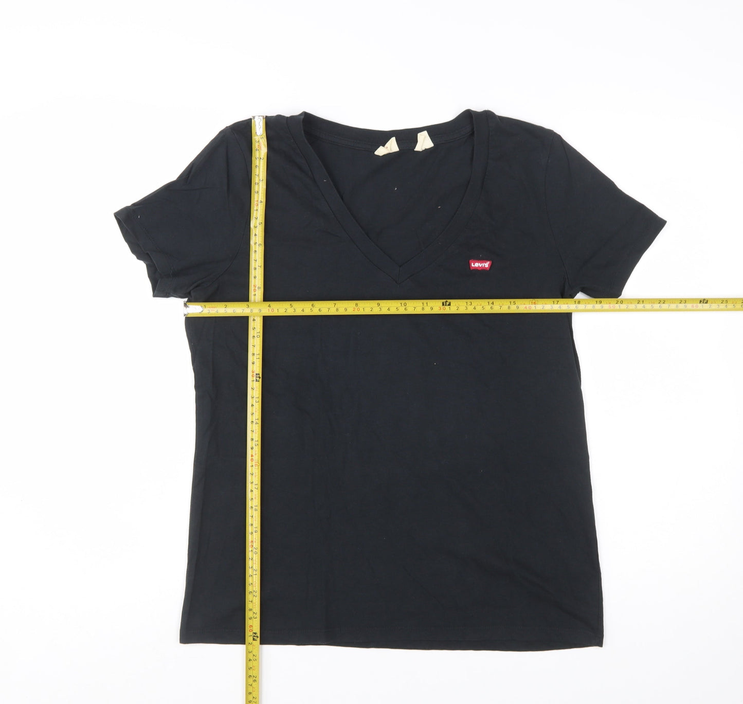 Levi's Womens Black V-Neck Short Sleeve Basic Cotton T-Shirt M