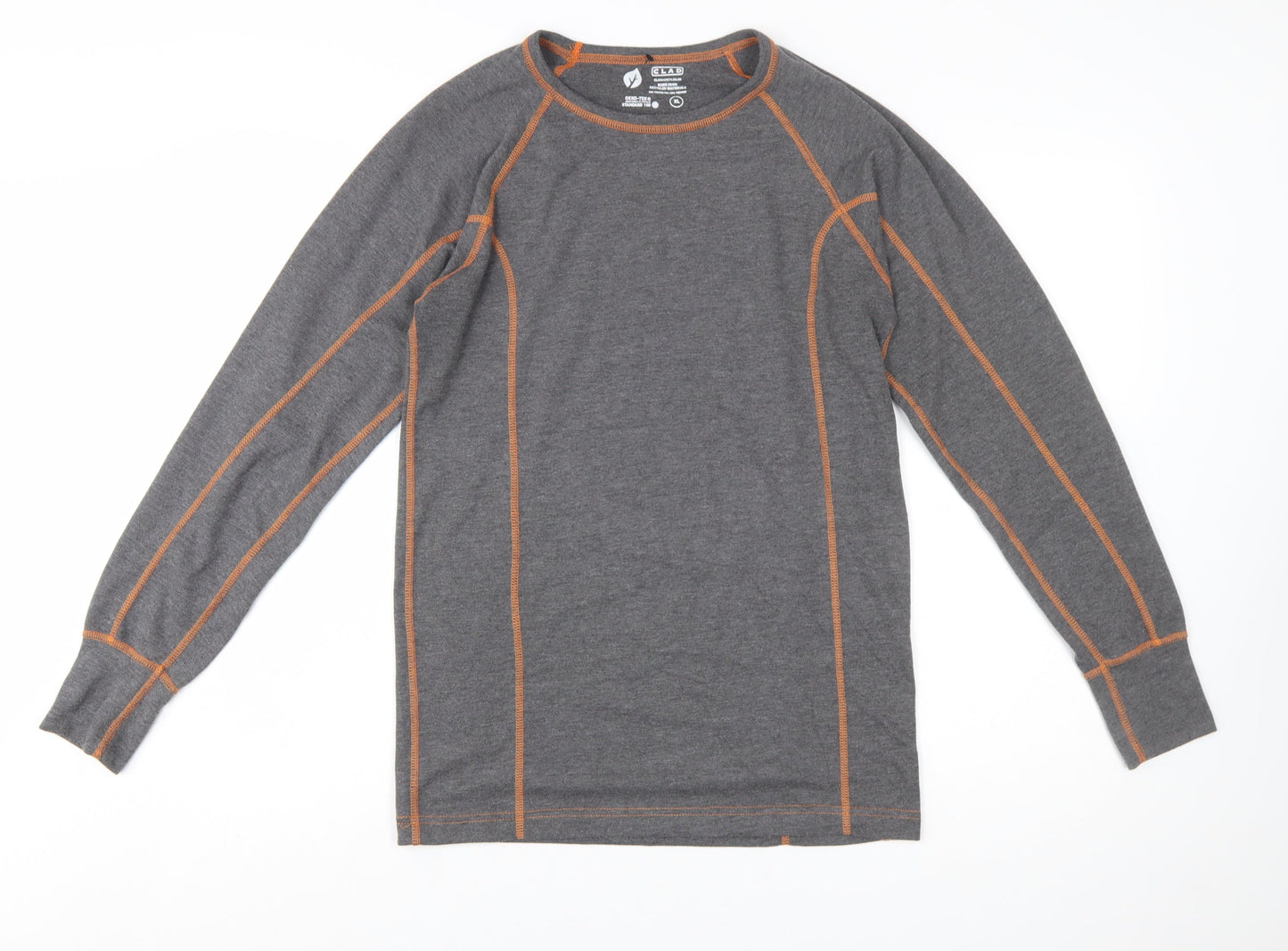 Clad Boys Grey Long Sleeve XL Activewear Crew Neck T-Shirt
