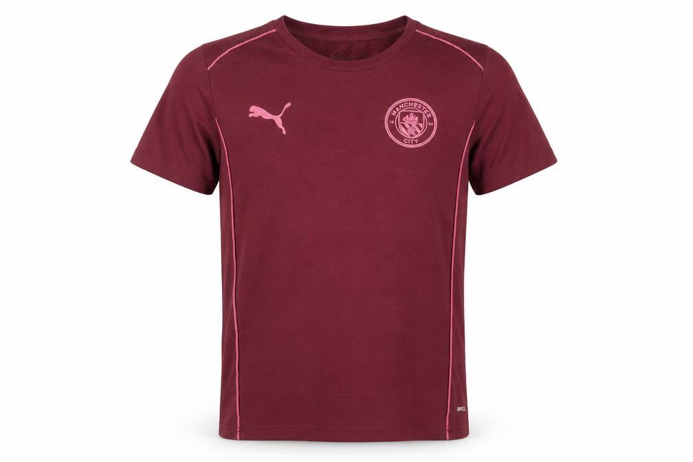 Front view of Puma boys’ red manchester city drycell short sleeve sports t-shirt 14 years