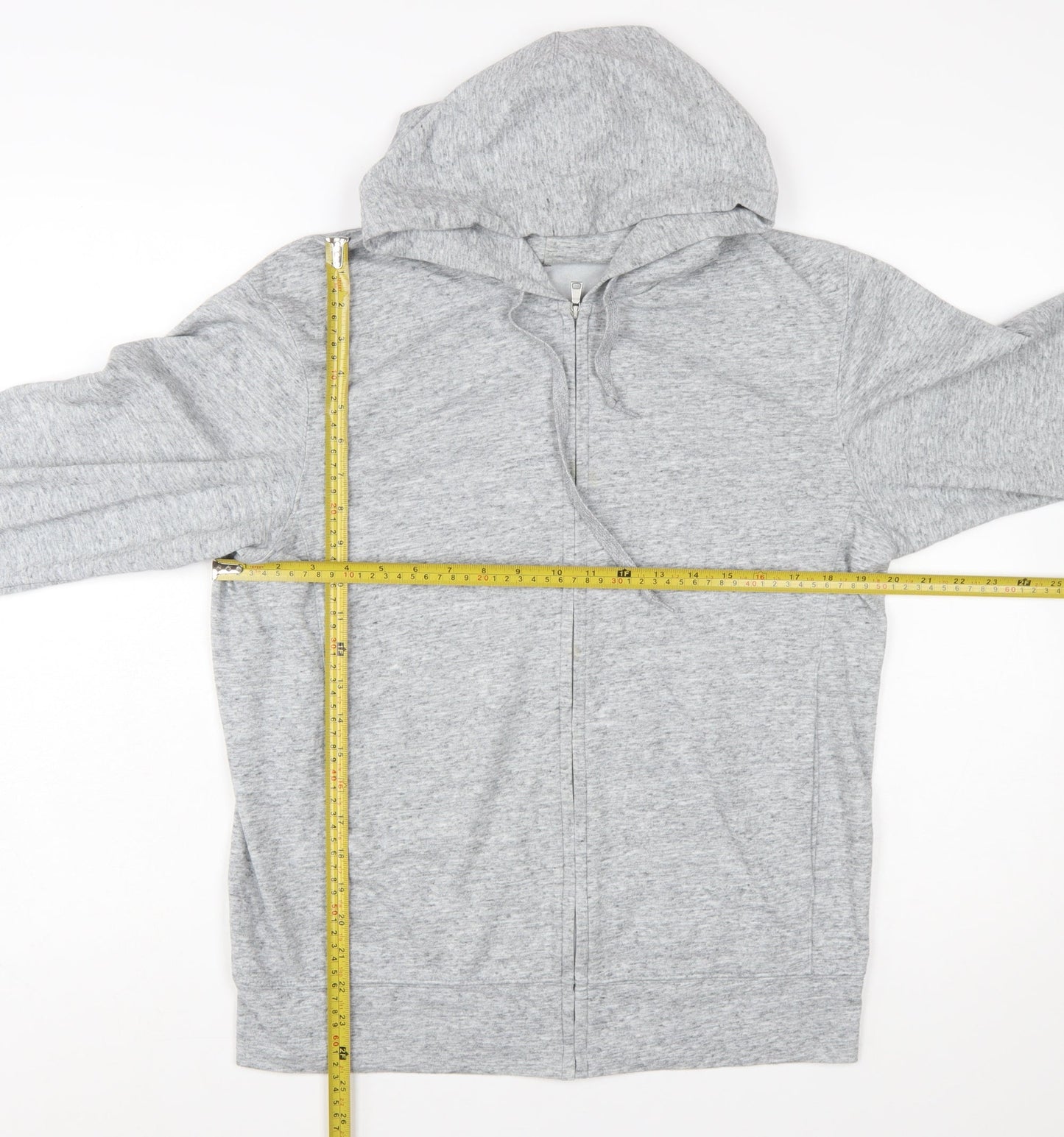 Uniqlo Men’s Grey Full Zip Hoodie M Lightweight Cotton Blend
