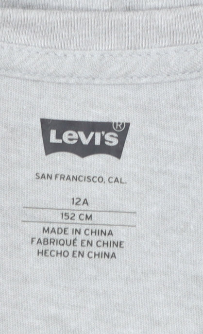 Levi's Girls Grey Sequin Heart Long Sleeve Tie Hem T-Shirt 12 Years