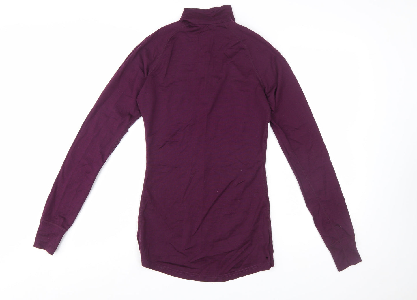 I Love Baa Women's Purple Merino Wool 1/4 Zip Thermal Top Size S