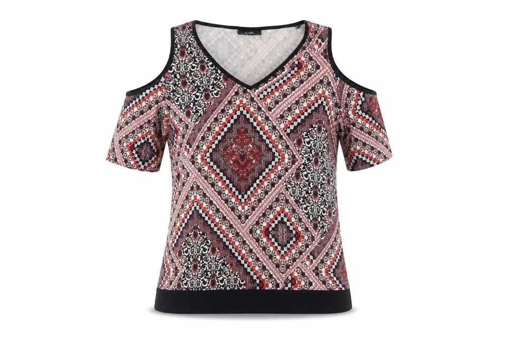 Wallis Women’s Multicoloured Cold Shoulder Viscose T-Shirt M