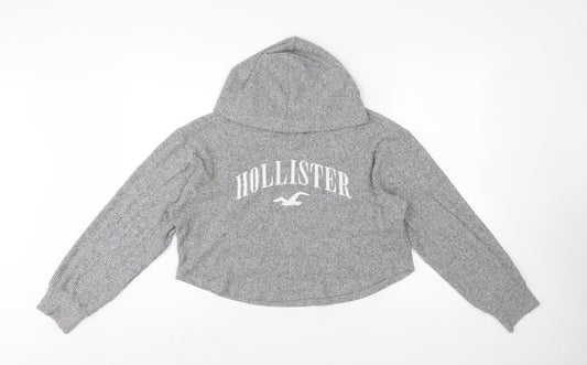 Hollister Womens Grey Long Sleeve Rib Knit Pullover Hoodie XS