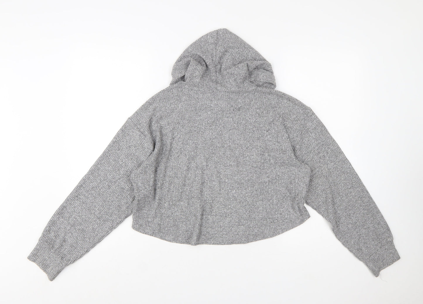 Hollister Womens Grey Long Sleeve Rib Knit Pullover Hoodie XS
