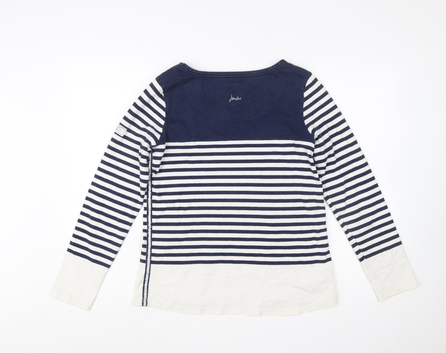 Joules Womens Blue White Striped Long Sleeve Boat Neck Cotton Top UK 12