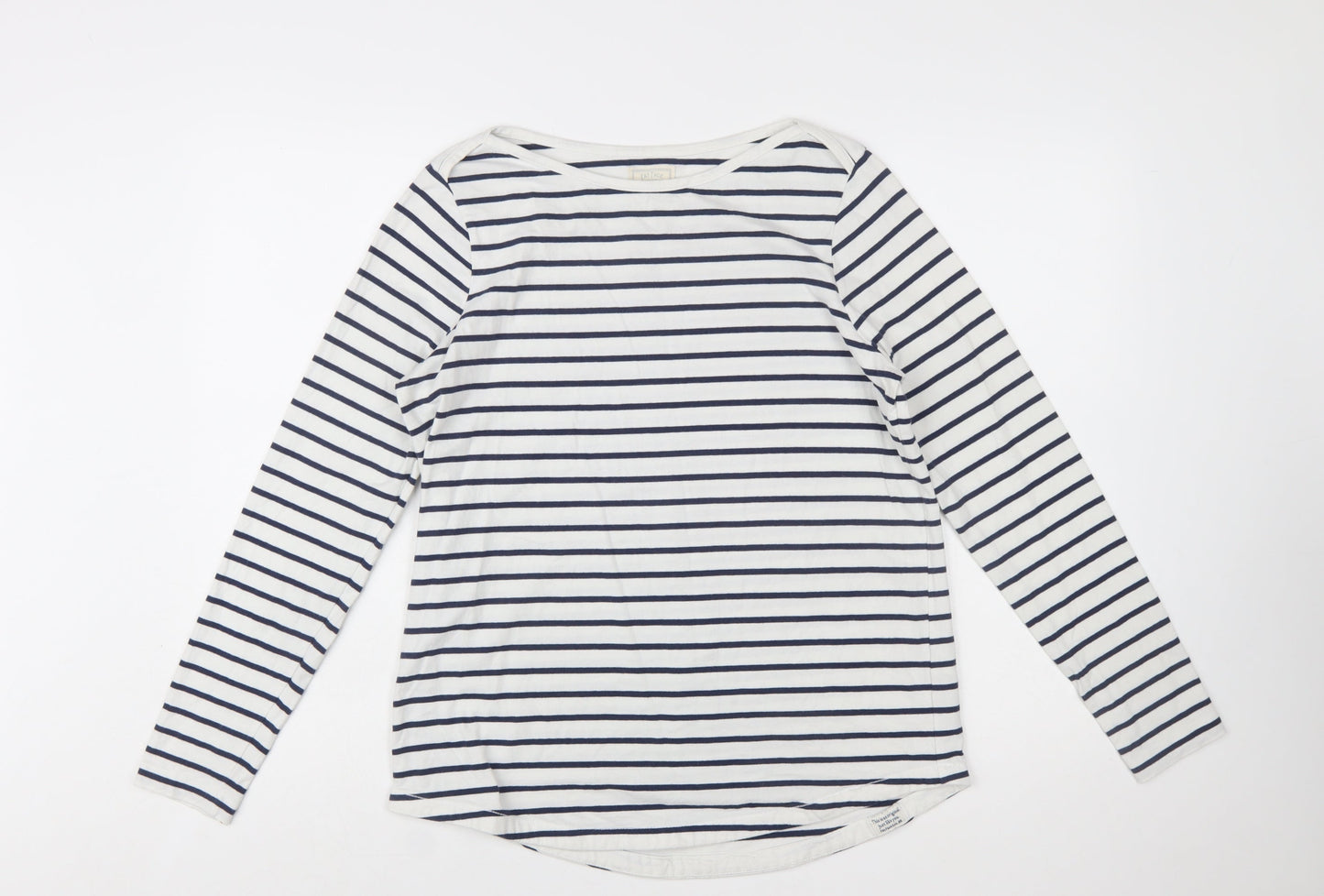 Fat Face Women Ivory Striped Long Sleeve Cotton T-Shirt Size 12