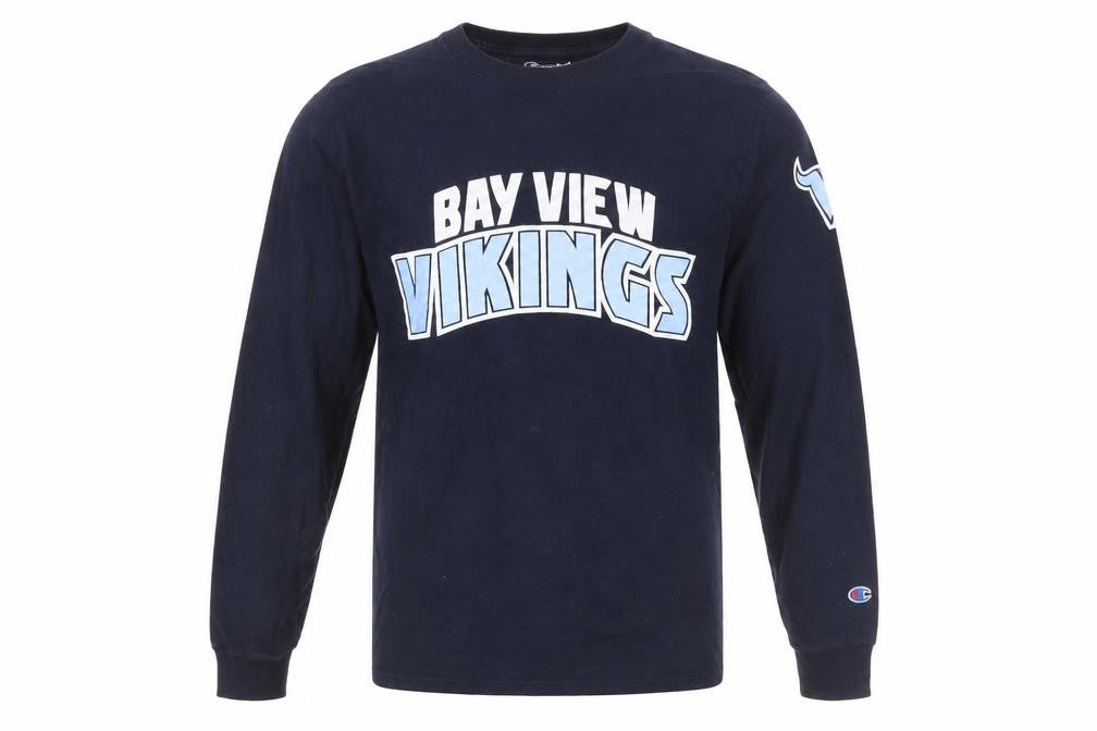 Champion Men's Blue Bay View Vikings Long Sleeve T-Shirt Size S