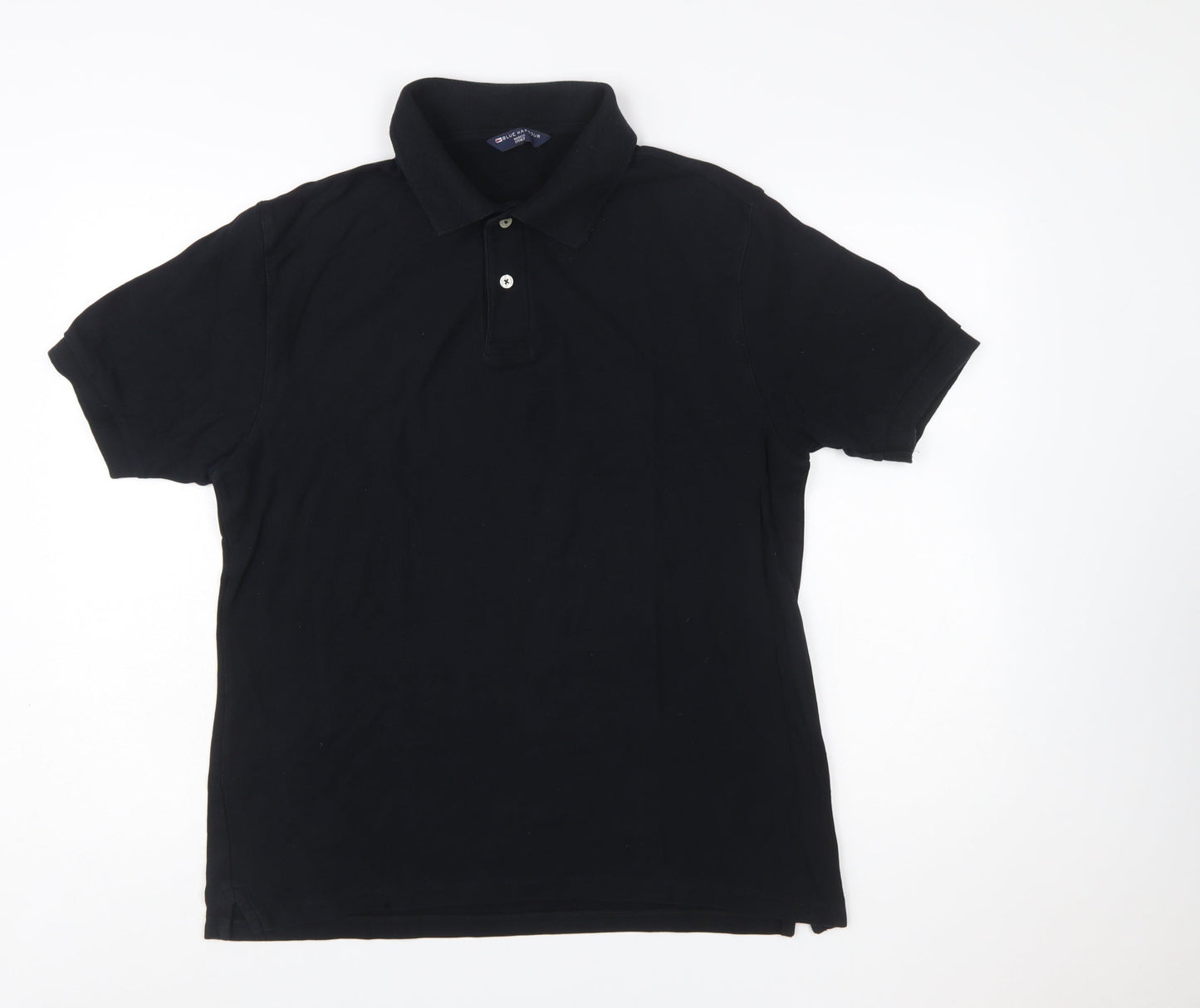 Marks and Spencer Men's Black Cotton Polo Shirt Medium Classic Fit