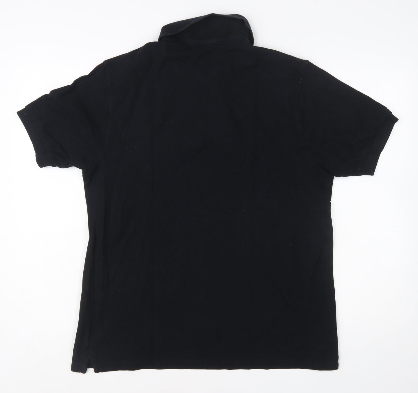 Marks and Spencer Men's Black Cotton Polo Shirt Medium Classic Fit